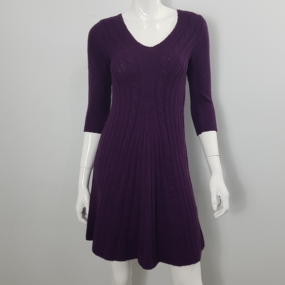NY Collections 3/4 Sleeves Stretchy Knit Dress XS (H) - Picture 2 of 3